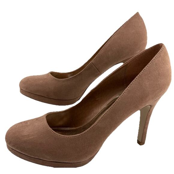 Madden Girl Nude Faux Suede Dolce Slip On High Heel Pumps Sz 9 NWB - Picture 1 of 9